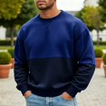 thumbnail image 2 of Iroehba Men's Sweatshirts Color-block Crew Neck Relaxed Cut Drop Shoulder Long Sleeve Pullover Top, Clean Versatile Stylish Practical Daily Outfit, 2 of 5