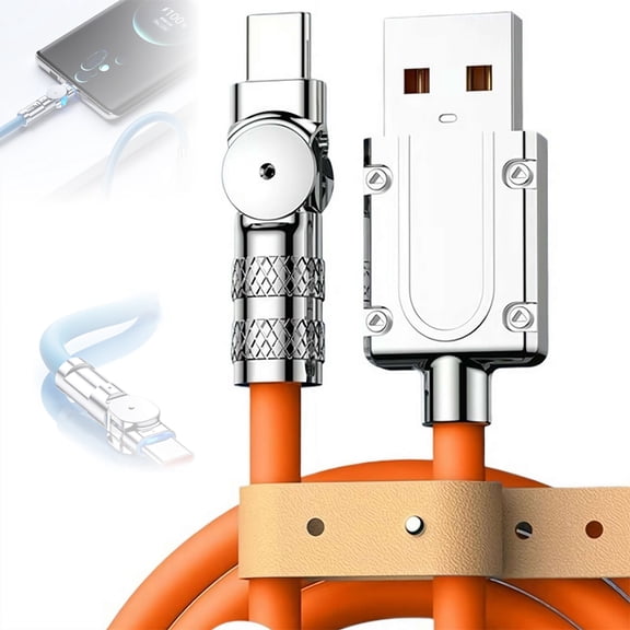 USB to USB C Cable 6.56ft 120W Charger Cable with 180 Degree Rotating Head, 120W Chubby Charging Cables,Fast Type C Charging Cables for Phone