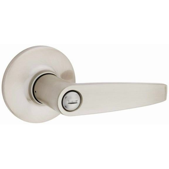 Kwikset Safelock SL4000WI-15 Winston Lever Round Rose Push Button Privacy Lock with RCAL Latch and RCS Strike Satin Nickel Finish