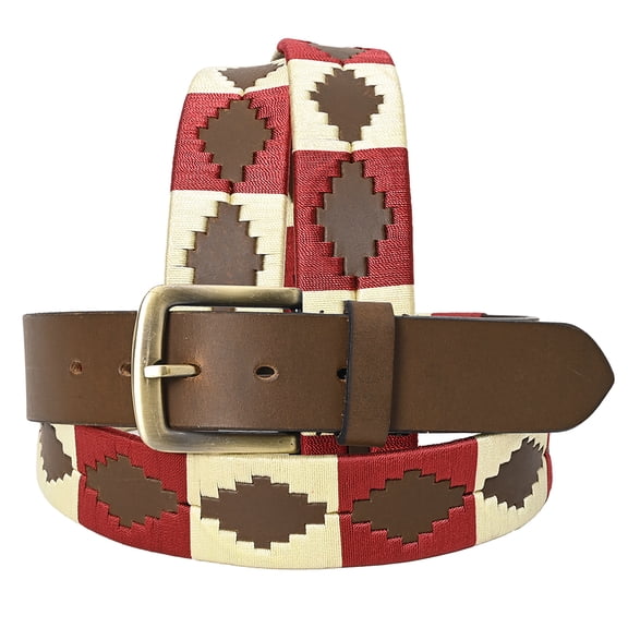 BE BAR H EQUINE Western Genuine Leather Men And Women Brown Belt Embroidered Maroon & Beige