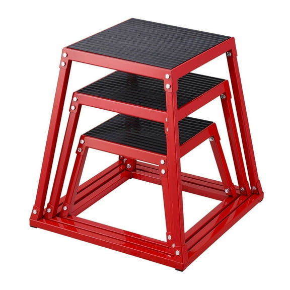 Plyometric Jump Boxes, 12/18/24 Inch Plyo Box, Platform and Jumping Agility Box, Anti-Slip Fitness Exercise Step Up Box Set for Home Gym Training, Conditioning Strength Training, Red