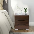 thumbnail image 3 of Modern 3 Drawers Nightstand Bedroom Storage Bedside Table LED Lighting End Desk Brown, 3 of 10