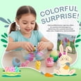 thumbnail image 3 of Easter Basket Stuffer Toys Set, Cuddly Easter Plush Bunny Holding Carrot with 6pc Water-Activated Surprise Unicorn Hatching Eggs, Easter Gift for Kids, 3 of 8