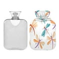 thumbnail image 2 of 2L Hot Water Bottle with Soft Velvet Cover PVC Hot Water Bag for Pain Relief Long-Lasting Warmth Cartoon Dragonflies Pattern, 2 of 8
