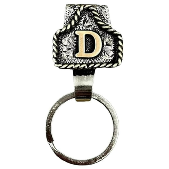 Collaboraten Vintage Letter Keychain, 26 Letters Western Cowboy Style Personality Clip Key Holder for Pants Pocket