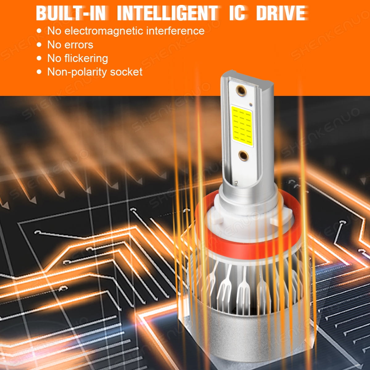 IHNZCB H11 LED Headlight Bulbs High Low Beam Replacement Bulb 35W 6000K (Pack of 4)