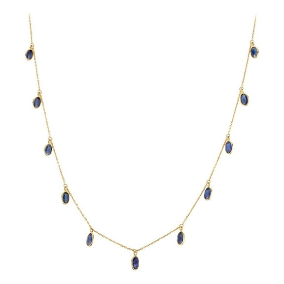 VRJewels Minimalist Blue Sapphire Charm Necklace Crafted in 18k Yellow Gold for Her