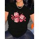 thumbnail image 1 of Camiseta Para Mujer De Verano Para Uso Diario, Viajes, DesplazamientosCreative Pink Heart Dice Pattern Printed Women'S Fashion Trendy Round Neck Short Sleeve, Simple Casual Sports T-Shirt, Comfortab, 1 of 7