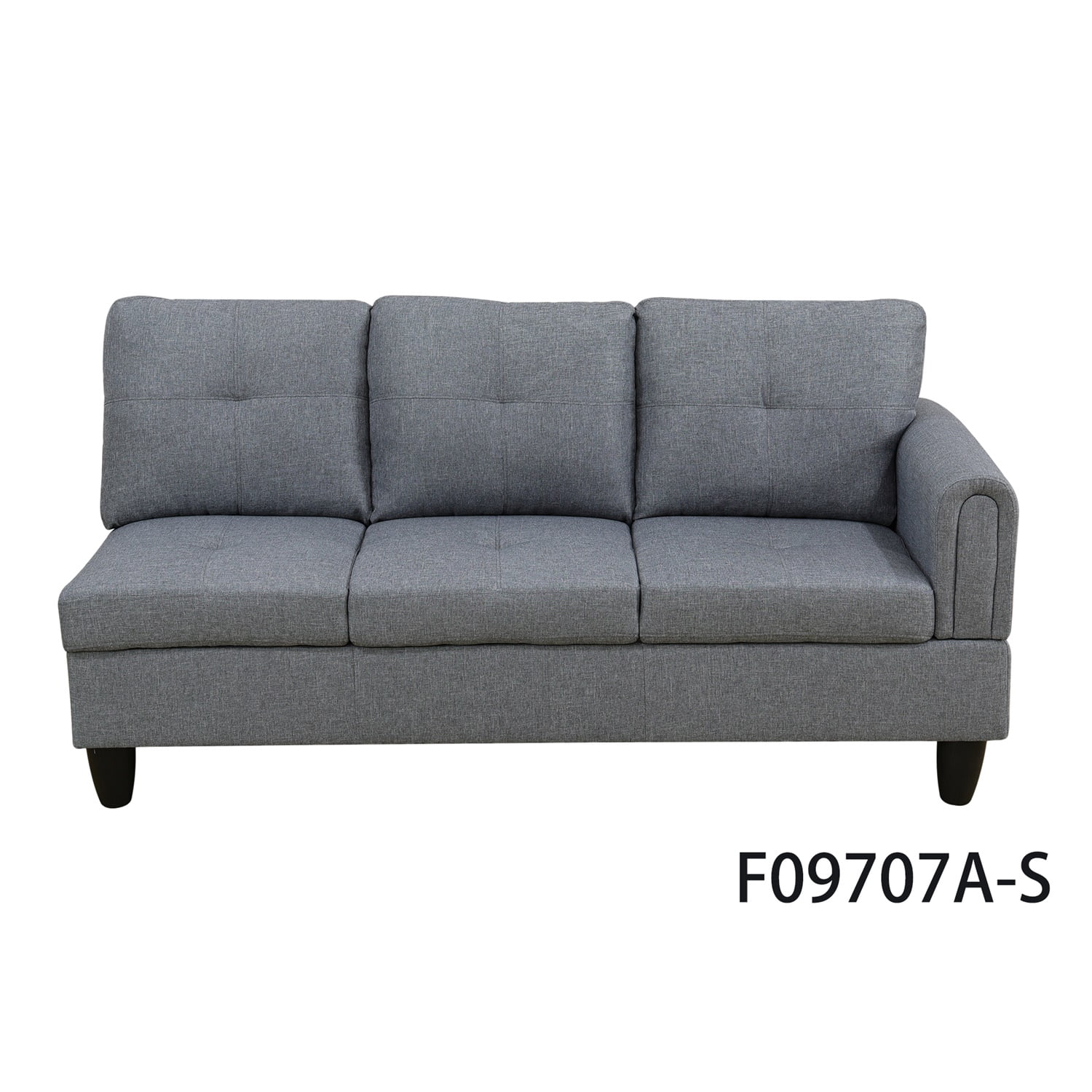 Hommoo Modern 4-seat Linen Living Room Furniture Sets Sectional Couches and Sofas, L Shaped Sectional Couch Sofa, Gray(No Ottoman)
