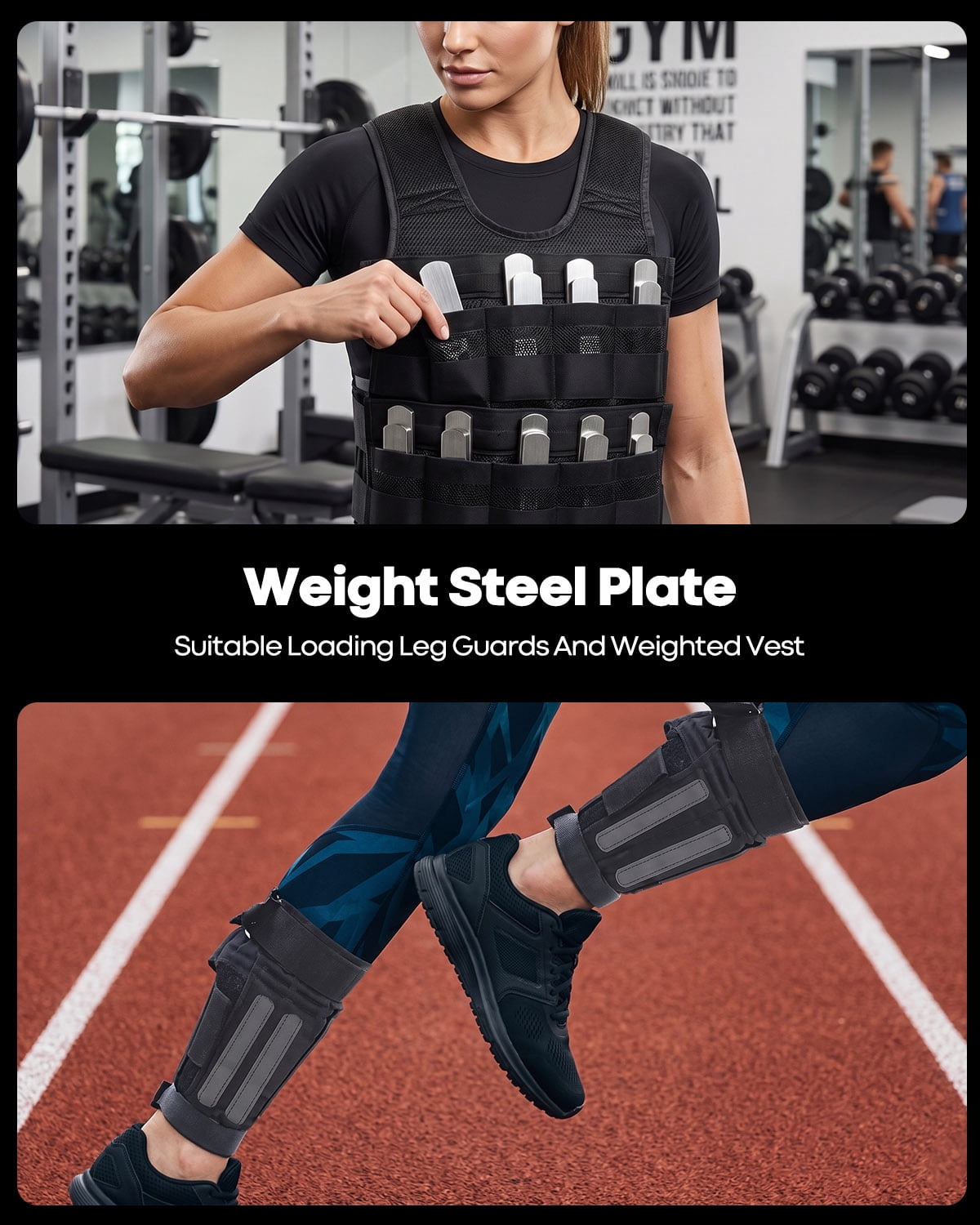 8-Pack Weighted Vest Steel Plates, 5.9" x 1"Steel Plates for Weighted Vest, Load Bearing Steel Plates for Weighted Vests, Ankle & Wrist Weights, Rucking and Strength Training (3.5 lbs)