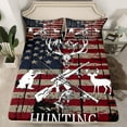thumbnail image 2 of Homewish Jungle Deer Moose Twin Sheet Sets, Hunting Pike Fish Twin Fitted Sheet, Vintage American Flag Flat Sheet, Breathable Home Decor, 3pcs, 2 of 7