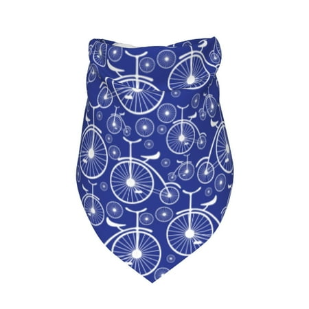 Small Medium Large Dog Bandanas Boy Girl - Bikes Pattern blue Soft Adjustable Cat Dog Apparel & Accessories Boy Girl Dog Scarf Handkerchiefs Triangle Bibs for Girl Boy