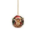 thumbnail image 1 of Adorno navideño redondo de cerámica con forma de búho, adorno para el árbol de Navidad, regalo moderno para la familia, regalo de búho para Navidad, decoración navideña para el árbol., 1 of 7