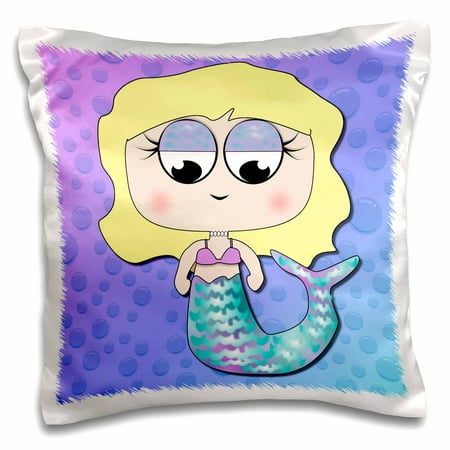 3drose Cute Blonde Hair Mermaid Girl With Iridescent Fin And