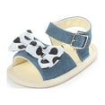 thumbnail image 6 of Xfvqtps Infant Girls Sandals Bowknot Polka Dots Buckle Open Toe Non Slip Soft Sole Rubber Prewalker Toddler Shoes Baby Girls Cute Fashion Rhinestones Weave Hollow Out Sandals Blue, 6 of 9