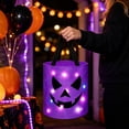 thumbnail image 2 of LED Light Up Halloween Candy Bag, Glow In Dark Pumpkin Tote Bucket With Handle, Battery Operated Goodie Bag, Trick or Treat Bag for Kids Halloween Party, 2 of 5