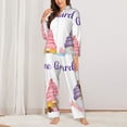 thumbnail image 2 of Fotbe Watercolor Gnome Garden Pattern Long Sleeve Pajama Set for Women,Sleepwear Set,2-piece Loungewear Set,Soft PJs Comfy Nightwear with Pockets -Large, 2 of 7