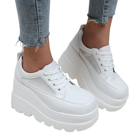 

HGWXX7 Sneakers For Women Ladies Fashion Casual Hollow Out Round Toe Wedges Shoes Sneakers Fall Shoes