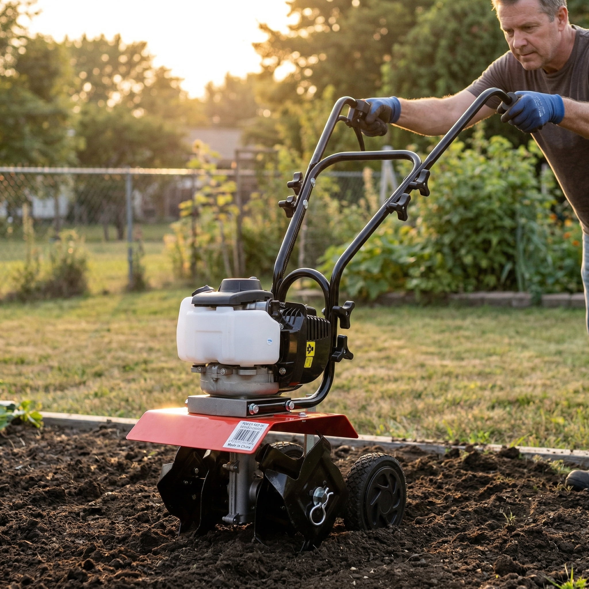 NOBOLEA Mini Tiller Cultivator, Powerful 37.7cc 4-stroke Viper Engine, Gear Drive Transmission, Mini Cultivator with 4-Cycle  Engine