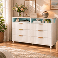 thumbnail image 2 of UBesGoo Fluted 6 Drawer Dresser with LED Lights, Modern Chest of Drawers Wood Dresser TV Stand, Double Dresser for Bedroom, Living Room, Hallway, 2 of 9