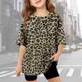 thumbnail image 2 of RTKFRFLM Girls Leopard Print T-Shirt Trendy Animal Pattern Crewneck Drop Shoulder Short Sleeve Casual Summer Top 5-14Y, 2 of 4