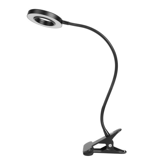 Lampe de Bureau LED, Lampe de Bureau à Clip Réglable, Protection des Yeux Dimmable pour Salon de Beauté Apprentissage Bureau Lecture Maison Noir