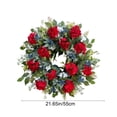 thumbnail image 2 of Miwamany 4th of July Wreath, Patriotic Wreaths for Front Door, Red White Blue Spring Summer Door Wreaths for Independence Day, Wreath for Front Door Wall Window Home Porch Decor, 2 of 9