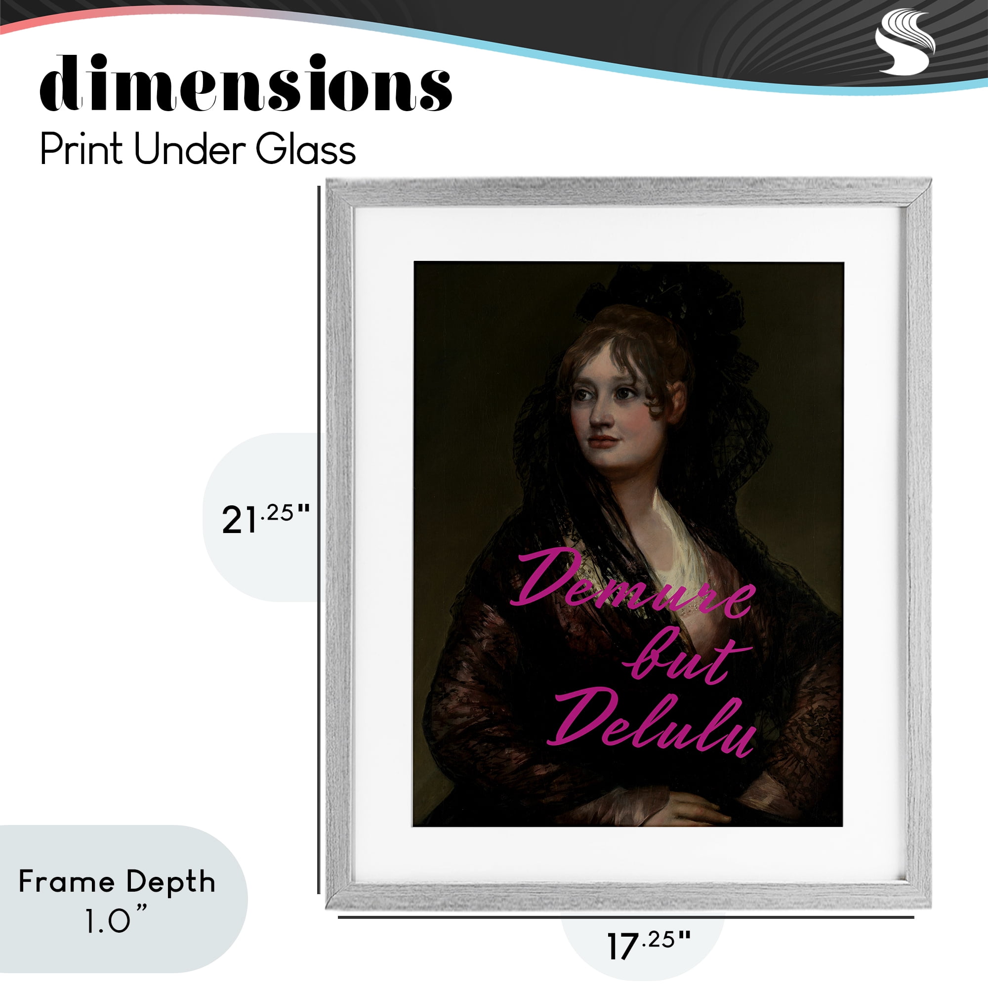 Stupell Industries Iconic Demure But Delulu Gray Framed Print Under Glass, design by Grotto Studios