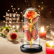 Qoosea Mothers Day Gifts, Artificial Flowers Eternal Red Rose Butterfly Led Lights, Birthday Gifts for Women Valentines Day Decorations Room Decor