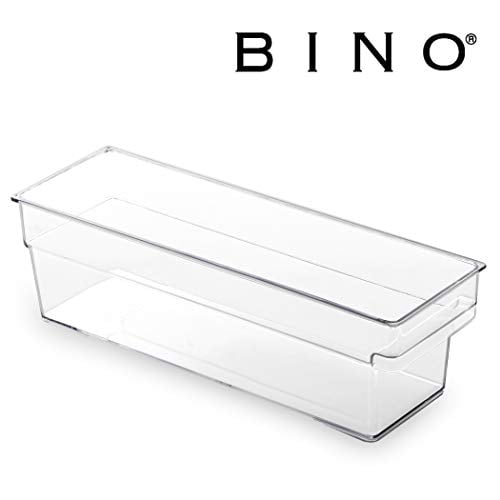 BINO Clear Plastic Storage Bin with BuiltIn Pull Out Handle (Shallow