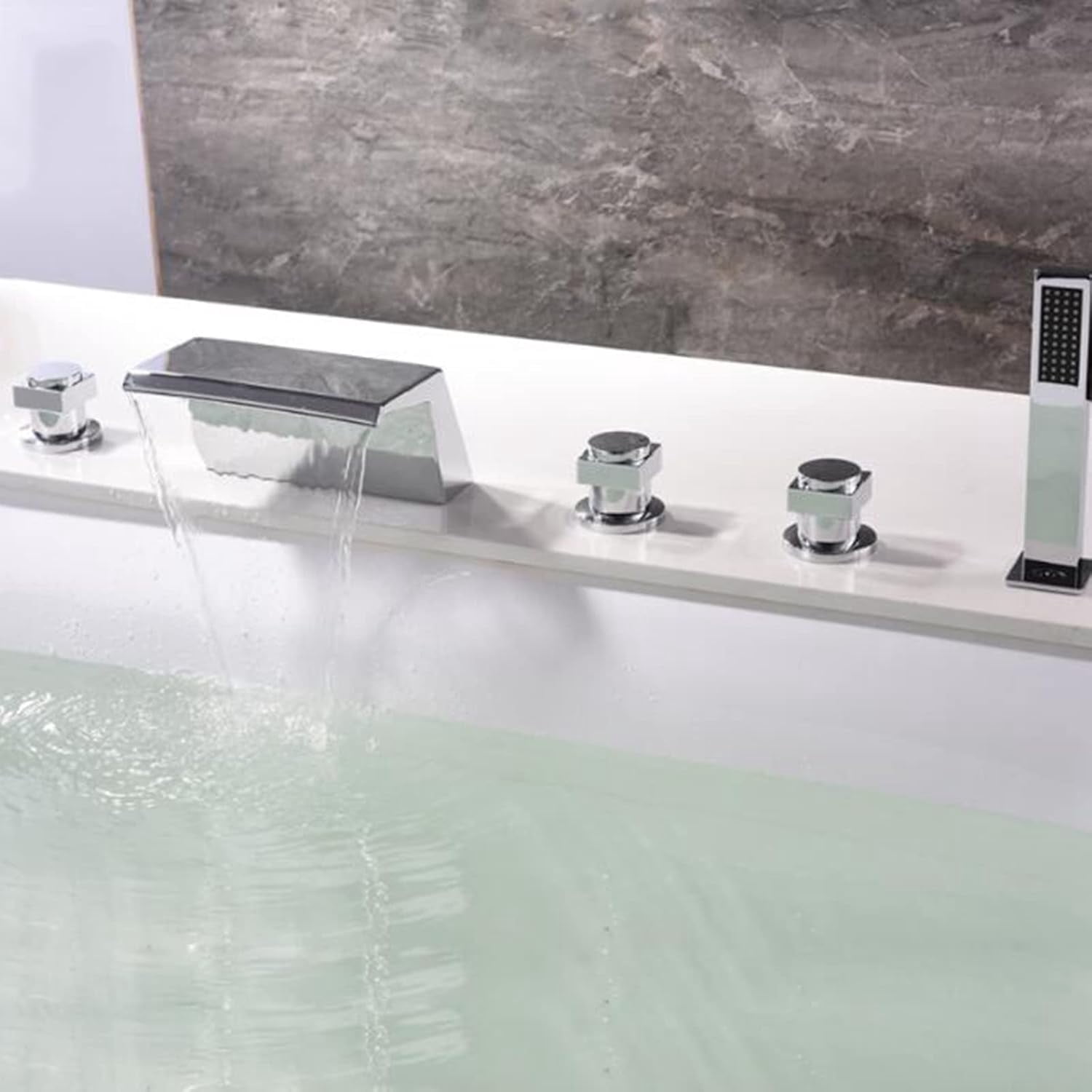 Waterfall Bath Faucets With Shower Brass Shower Mixer Faucet Set For Bathtub Chrome