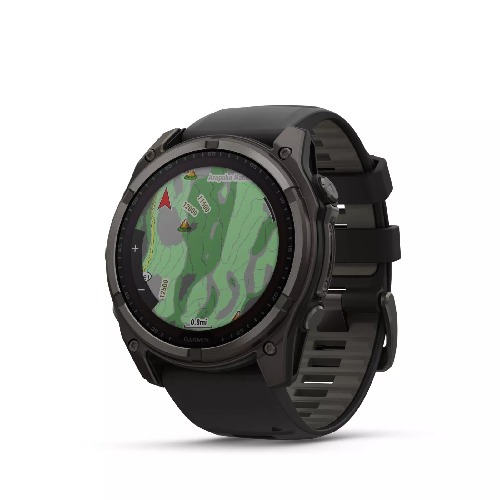 Garmin Fenix 8 - 51 mm, Solar, Sapphire, Carbon Gray DLC Titanium with Black/Pebble Gray Silicone Band GPS Smartwatch with Black Earbuds