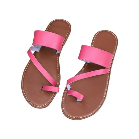 

YanHoo Women s Slide Sandals Slip On Flat Sandals Flip Flop Thong Sandals Casual Summer Cross Toe Ring Sandals