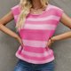 thumbnail image 1 of Suéter Chaleco de punto para mujer, chaleco sin mangas a rayas con cuello redondo, chaleco informal holgado sencillo de estilo académico para mujer Ygjytge Rosa T M para Mujer, 1 of 1