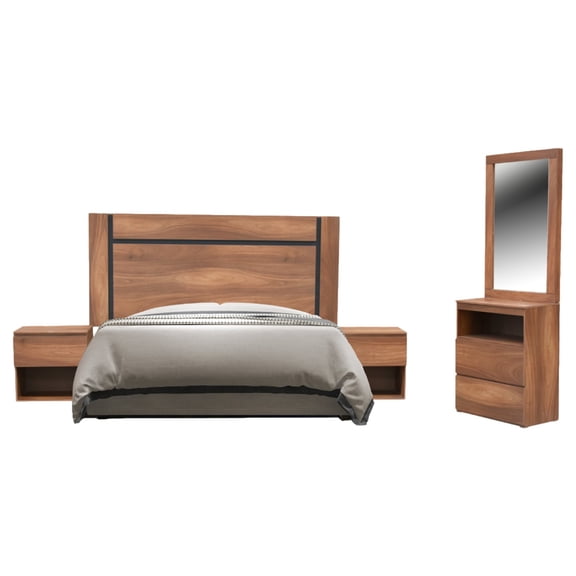 Recamara King Size Kessa Muebles Versalles Nogal 200 x 154 x 8 cm