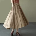 thumbnail image 5 of Falda estilo paraguas de talle alto, adelgazante, de longitud media, elegante y artística, de corte holgado, de color liso, para mujer, talla grande, 5 of 5