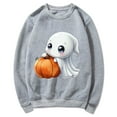 thumbnail image 4 of CLOISE Halloween Sweatshirts Women Fashion Ghost Print Pullover Sweatshirts Fall Long Sleeve Crew Neck Hoodies Shirts Casual Blouses Holiday Gift Clothes Gray XL Spooky, 4 of 5