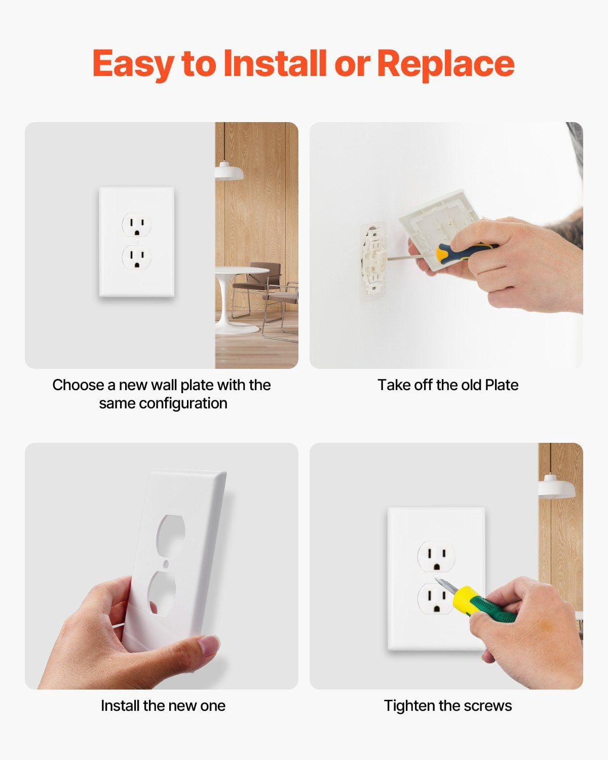 10-Pack 1-Gang Outlet Covers, Duplex Receptacle Faceplate, White Wall Plate