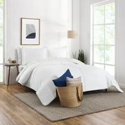 Gap Home Washed Denim Reversible Organic Cotton Comforter Set, Full/Queen, White, 3-Pieces
