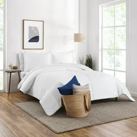 Gap Home Washed Denim Reversible Organic Cotton Comforter Set, Twin, White, 2-Pieces