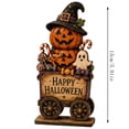 thumbnail image 4 of Halloween Gothic Whimsical Wooden Decoration, Vivid Color Fade Resistant Durable Tabletop Spooky Decor for Flat Wood Craft Office Mantel Cabinet Bookshelf Countertop Home Party Display (pumpkin), 4 of 6