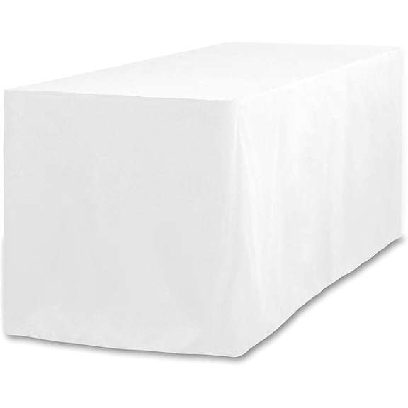 LinenTablecloth 4 ft. Fitted Polyester Tablecloth White