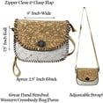 thumbnail image 2 of Urbalabs Western Crossbody Purse Genuine CowHair Cork Flap Leather Handbag Tote Bag Women Zipper Hand Stitched (Tan), 2 of 7