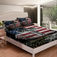 thumbnail image 3 of American Flag Sheet Set for Teen Camo Black White USA Flag Bed Sheets Set 4 Pieces, The Cross Theme Sheets for Devout Protestant Religious Patriotic Style Top Fitted Sheet King Size, 3 of 5