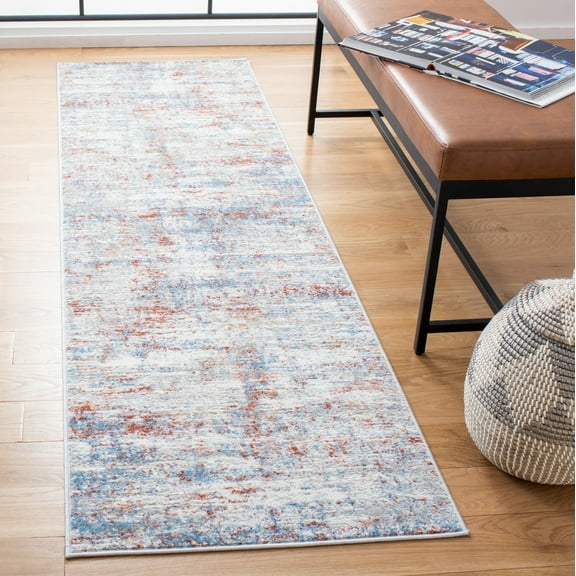 SAFAVIEH Amelia Seamus Distressed Runner Rug, Ivory/Rust, 2'3" x 8'