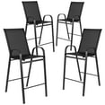 thumbnail image 3 of Emma + Oliver 4 Pack Black Outdoor Barstool with Flex Comfort Material and Metal Frame, 3 of 16