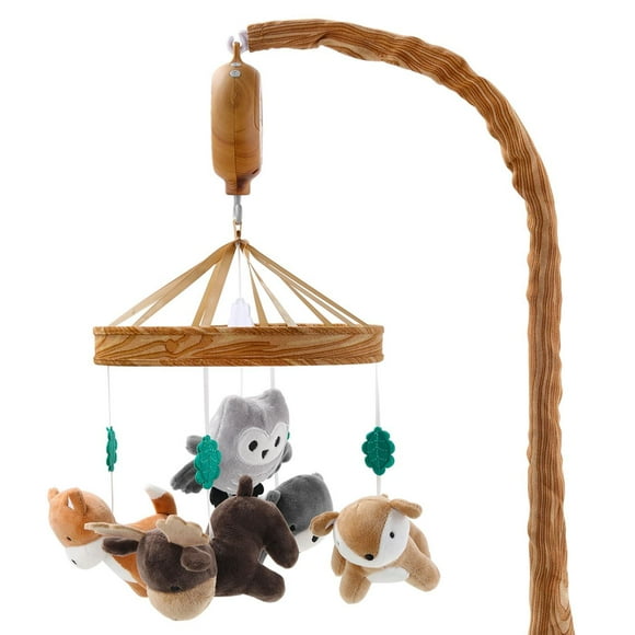 Móvil para Cuna The Peanutshell Grano de Madera Diseño de Bosque Caprichoso Musical para Bebé