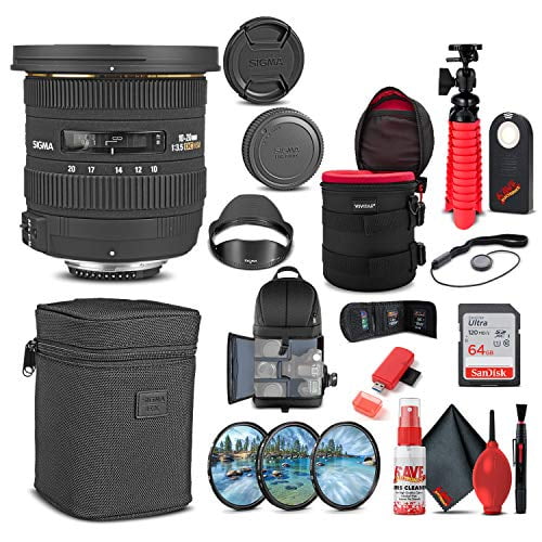 Sigma 10-20mm F/3.5 EX DC HSM Lens for Nikon F (202306) Bundle