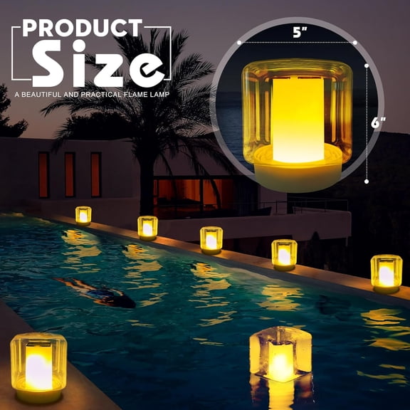 Floating Pool Lights, Solar Flame Pool Lights Waterproof, Square Pool Light, Glow in The Dark Light Up Swimming Pools Accessories,Floating Solar Light for Pools Pond Outdoor-2PCS