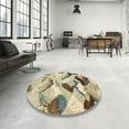 thumbnail image 4 of Ahgly Company Tapis Rond Abstrait Marron Lavable en Machine, 4 Pieds Rond, 4 of 7